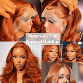 Middle Part Ginger Orange Body Wave Lace Frontal Wig